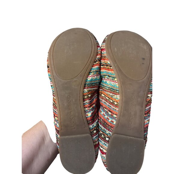 Lucky Brand Womens 9M Multicolor Striped Ballet Flats With Elastic Trim - Picture 5 of 6